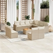 vidaXL 12 Piece Solid Acacia Wood Sofa Set in Cream/Beige