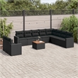 vidaXL 11 Piece Solid Acacia Wood Sofa Set in Black