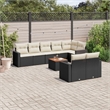 vidaXL 9 Piece Solid Acacia Wood Sofa Set in Black/White/Cream