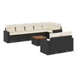 vidaXL 9 Piece Solid Acacia Wood Sofa Set in Black/White/Cream
