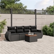 vidaXL 5 Piece Solid Acacia Wood Large Sofa Set in Black
