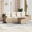 vidaXL 5 Piece Solid Acacia Wood Sofa Set in White/Cream/Beige