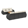 vidaXL 8 Piece Solid Acacia Wood Large Sofa Set in Black