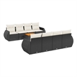 vidaXL 9 Piece Solid Acacia Wood Sofa Set in Black/White/Cream