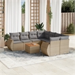 vidaXL 9 Piece Solid Acacia Wood Sofa Set in Gray/Beige
