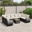 vidaXL 10 Piece Steel Sofa Set in Black/White/Cream