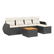vidaXL 6 Piece Steel Sofa Set in Black/White/Cream