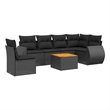 vidaXL 7 Piece Solid Acacia Wood Sofa Set in Black