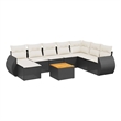 vidaXL 9 Piece Solid Acacia Wood Sofa Set in Black/White/Cream