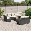 vidaXL Solid Acacia Wood Sofa Set in Black/White/Cream