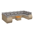 vidaXL 11 Piece Solid Acacia Wood Sofa Set in Gray/Beige