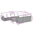 vidaXL 11 Piece Steel Sofa Set in Black/White/Cream