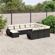vidaXL 11 Piece Poly Rattan Sofa Set in Black/White/Cream