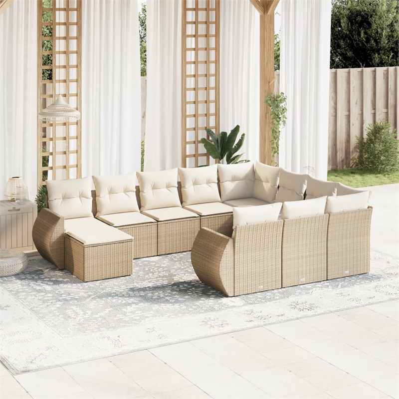 vidaXL 11 Piece Solid Acacia Wood Sofa Set in Beige