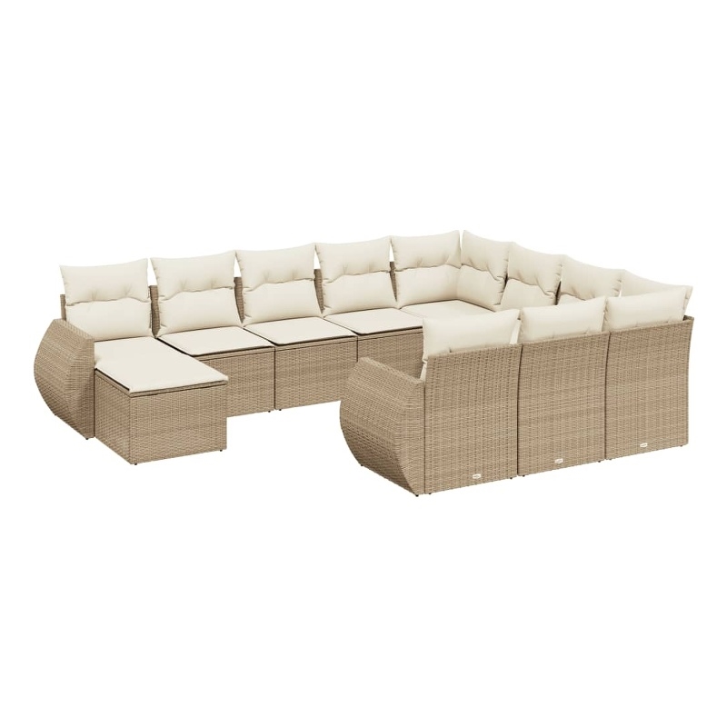 vidaXL 11 Piece Solid Acacia Wood Sofa Set in Beige