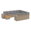 vidaXL 11 Piece Solid Acacia Wood Sofa Set in Gray/Beige