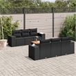 vidaXL 7 Piece Solid Acacia Wood Large Sofa Set in Black