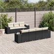 vidaXL 8 Piece Solid Acacia Wood Small Sofa Set in Black/White/Cream