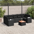 vidaXL 8 Piece Solid Acacia Wood Sofa Set in Black