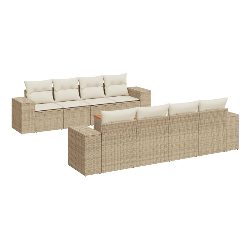vidaXL 9 Piece Solid Acacia Wood Sofa Set in Cream/Beige