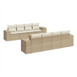 vidaXL 9 Piece Solid Acacia Wood Sofa Set in Cream/Beige