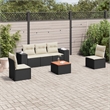 vidaXL 6 Piece Solid Acacia Wood Sofa Set in Black