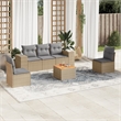 vidaXL 6 Piece Solid Acacia Wood Sofa Set in Gray/Beige