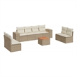 vidaXL 9 Piece Solid Acacia Wood Large Patio Sofa Set in Beige