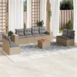 vidaXL 9 Piece Solid Acacia Wood Sofa Set in Gray/Beige
