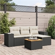vidaXL 5 Piece Solid Acacia Wood Sofa Set in Black/White/Cream