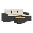 vidaXL 5 Piece Solid Acacia Wood Sofa Set in Black/White/Cream