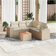 vidaXL 6 Piece Solid Acacia Wood Sofa Set in White/Cream/Beige