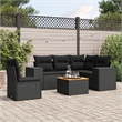 vidaXL 6 Piece Solid Acacia Wood Sofa Set in Black
