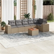 vidaXL 7 Piece Solid Acacia Wood Small Sofa Set in Gray/Beige