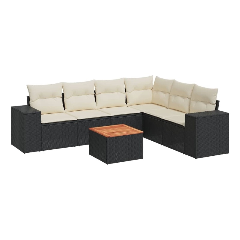 vidaXL 7 Piece Steel Sofa Set in Black/White/Cream