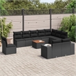 vidaXL 11 Piece Solid Acacia Wood Small Sofa Set in Black