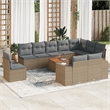 vidaXL 11 Piece Solid Acacia Wood Small Sofa Set in Gray/Beige