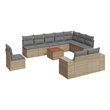 vidaXL 11 Piece Solid Acacia Wood Small Sofa Set in Gray/Beige