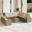 vidaXL 10 Piece Solid Acacia Wood Sofa Set in White/Cream/Beige