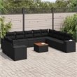 vidaXL 11 Piece Solid Acacia Wood Large Sofa Set in Black