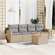 vidaXL 5 Piece Solid Acacia Wood Sofa Set in Gray/Beige