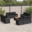vidaXL 13 Piece Solid Acacia Wood Small Sofa Set in Black