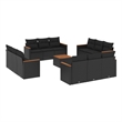 vidaXL 13 Piece Solid Acacia Wood Small Sofa Set in Black