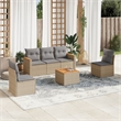 vidaXL 6 Piece Solid Acacia Wood Small Sofa Set in Gray/Beige