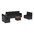 vidaXL 9 Piece Solid Acacia Wood Sofa Set in Black
