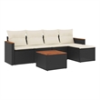 vidaXL 6 Piece Solid Acacia Wood Sofa Set in Black
