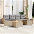 vidaXL 6 Piece Solid Acacia Wood Sofa Set in Gray/Beige