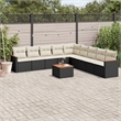 vidaXL 10 Piece Solid Acacia Wood Sofa Set in Black/Cream