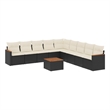 vidaXL 10 Piece Solid Acacia Wood Sofa Set in Black/Cream