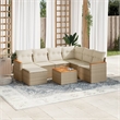 vidaXL 8 Piece Solid Acacia Wood Large Sofa Set in White/Cream/Beige